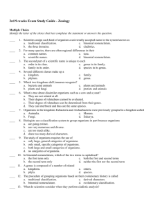3rd 9-weeks Exam Study Guide - Zoology