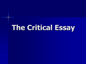 The Critical Essay