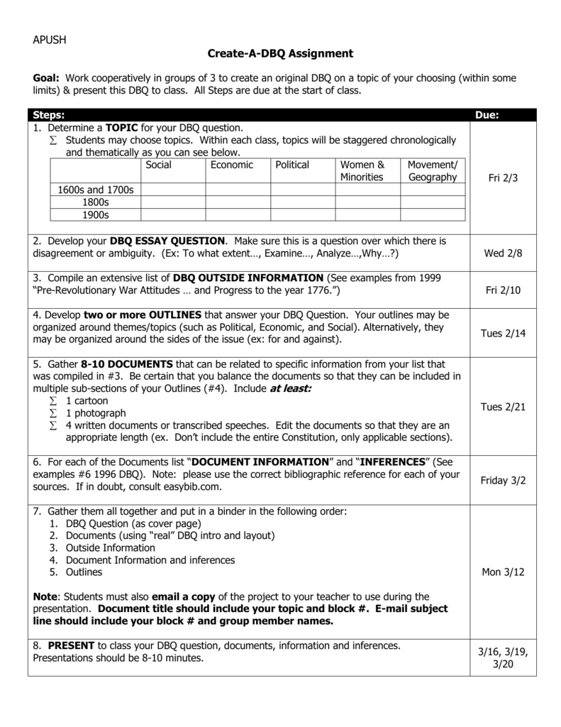 1999 apush dbq sample essay