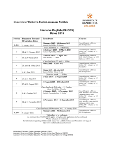 Dates 2015 - University of Canberra