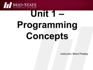 Unit 1 - Programming Concepts Power Point