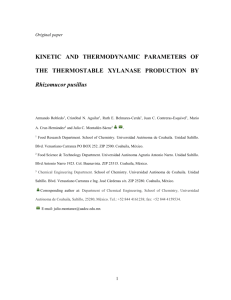 Kinetic and Thermodynamic Parameters of the thermostable
