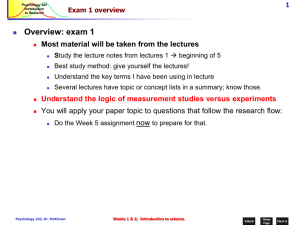 Exam 1 - Psychology 242, Research Methods in Psychology