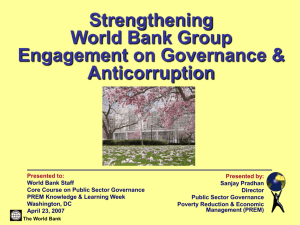 Strengthening the Bank's Anticorruption Efforts