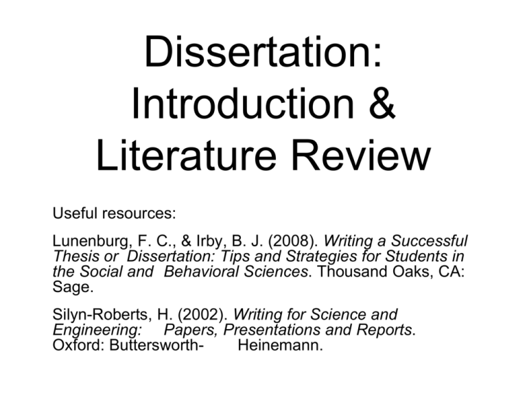 purpose of a dissertation literature review