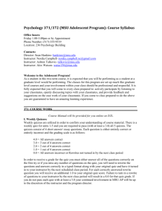 Psychology 371/372 (MSU Adolescent Program): Course Syllabus