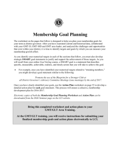 Membership Goal Planning Worksheet