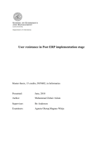 User resistance in Post ERP implementation stage
