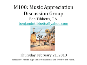 M100: Music Appreciation Discussion Group Tuesday