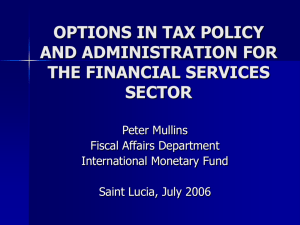 Options in tax policy and administration for the financial
