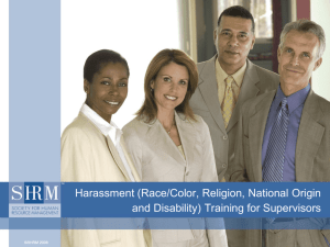 Harassment (Race/Color, Religion, National Origin and Disability)