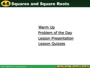 Square Roots - MGA Middle School