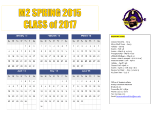 M2 SPRING 2015 CLASS of 2017 January '15 February '15