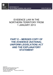 Clause 54 Views to be evidence - Northern Territory Government