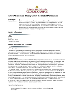 MGT572: Decision Theory within the Global