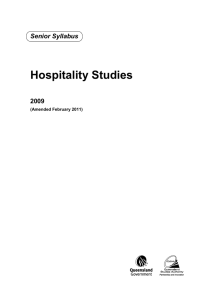 Hospitality Studies Senior Syllabus 2009