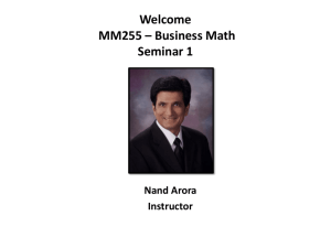 Welcome BU250 – Business Math Seminar 1