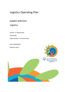 Logistics Operating Plan -Games Services