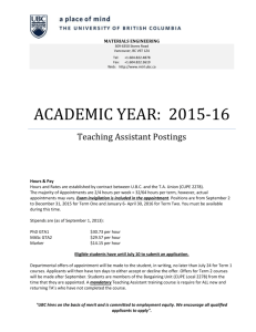 ACADEMIC YEAR: 2013-14 - University of British Columbia