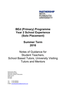 9 e BEd Year 2 Solo Summer Notes of Guidance 2015 16