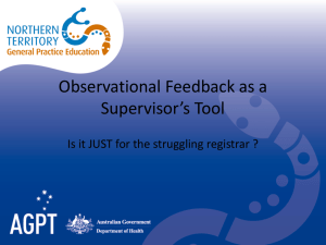 Observational Feedback as a Supervisor's Tool Presentation