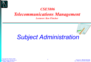 CSE5806 Subject Admin OHPs