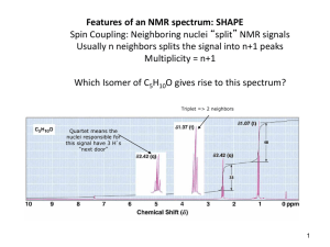 Features of an NMR spectrum: SHAPE Spin Coupling: Neighboring