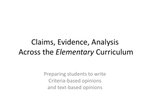 Claims and Evidence Across the Curriculum