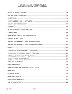 Fire Department Rescue Pumper specifications