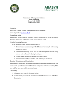 Cost Accounting - Abasyn University