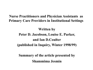 Nurse Practitioners and Physicians as Primary Care Providers in