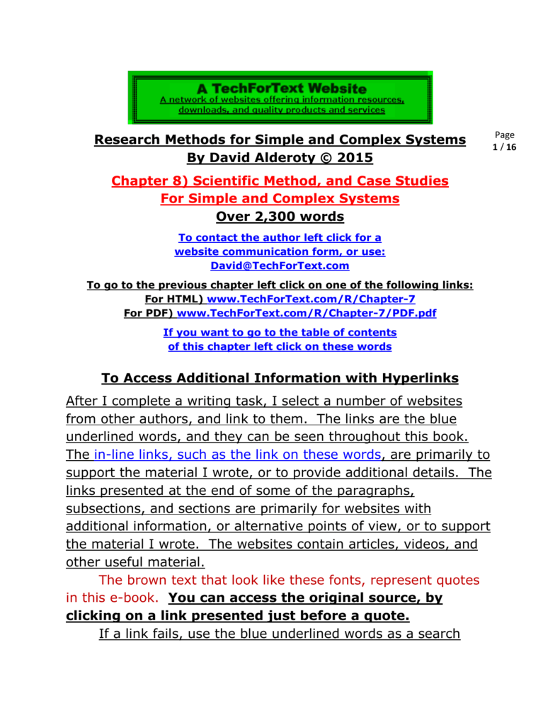 Scientific Method And Case Studies For Simple And Complex Systems