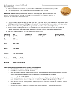 Limiting reactants – notes and Stoich ws 3