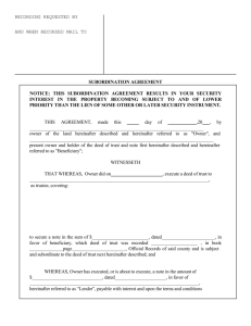 Subordination Agreement - Fidelity National Title