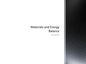 Materials and Energy Balance