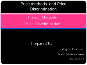Price Models & Discrimination