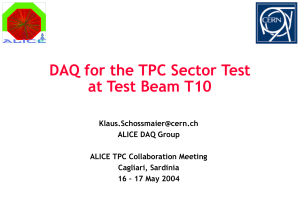 DAQ for the TPC sector test at T10