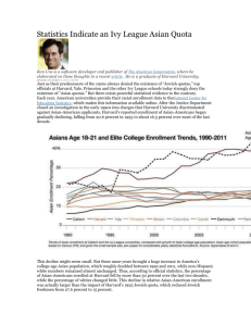 Statistics Indicate an Ivy League Asian Quota