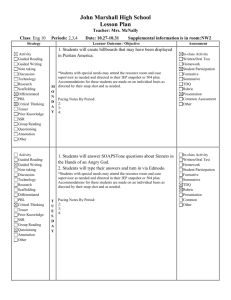 Lesson Plan for Week of October 27