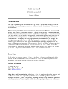 British Literature II ENG 2020, Section 5445 Course Syllabus