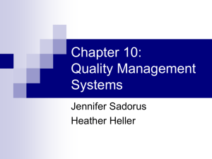 Chapter 10: Quality Management Systems