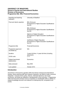 Programme title: BSc Financial Economics