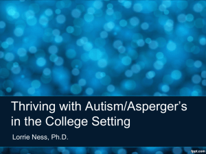 Thriving with Autism/Asperger's in the College Setting