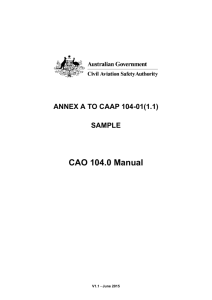 Sample CAO 104.0 Manual - Civil Aviation Safety Authority