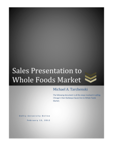 Sales Presentation to Whole Foods Market