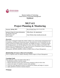 Project Planning & Monitoring - Stevens Institute of Technology