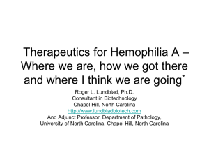 Development of Therapeutics for Haemophilia A