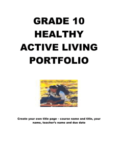 GRADE 10 HEALTHY ACTIVE LIVING PORTFOLIO