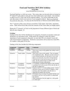 Food and Nutrition 2015-16 Syllabus