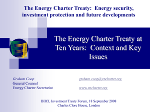 The Energy Charter Treaty at Ten Years: Context and Key Issues